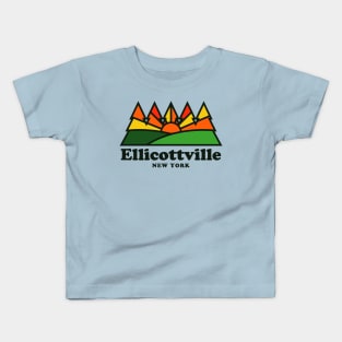 Ellicottville NY New York Retro Vintage Mountains Kids T-Shirt